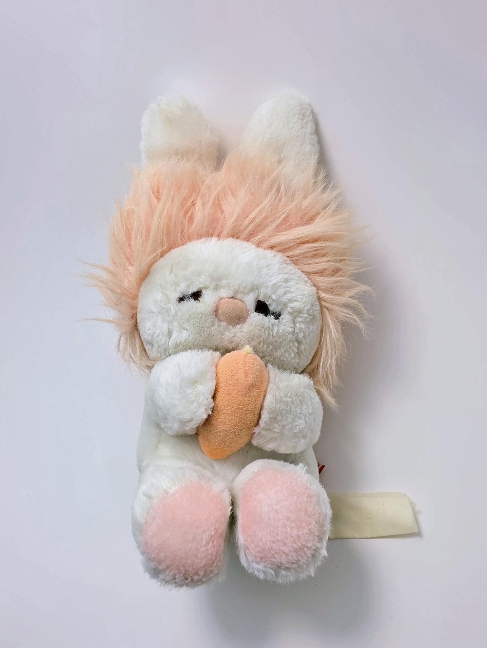 Vintage Dakin Frou Frou Bunny Rabbit Plush 1983 Pink Hair Holding Carrot Easter